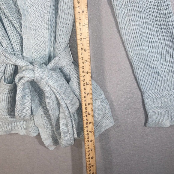 Lauren Ralph Lauren Cardigan Womens Large Blue Linen Blend Long Sleeve Collared - Picture 6 of 14